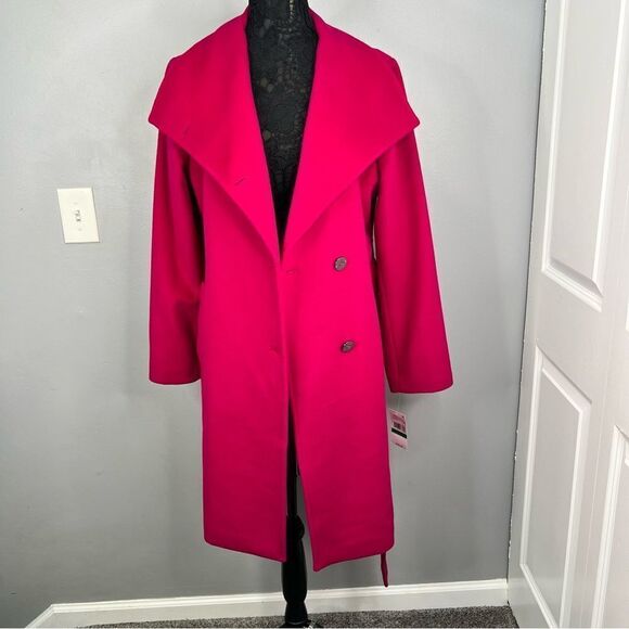 Sz L M Michael Kors Azalea Asymmetric Belted Wrap Coat NWT $400 MSRP - Picture 3 of 12